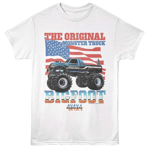 White Bigfoot t-shirt featuring Bigfoot Flag design
