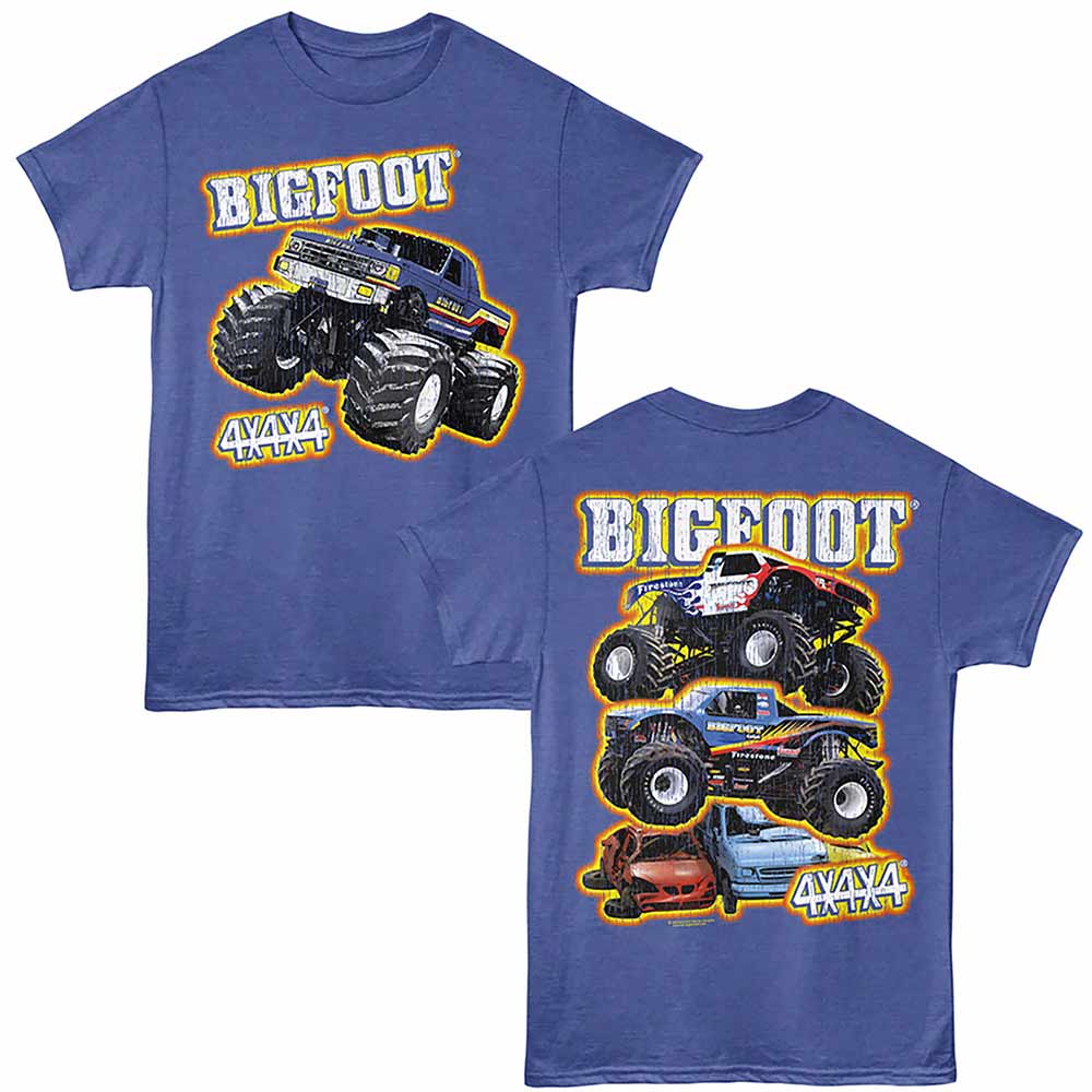 Royal blue heather Bigfoot t-shirt featuring a Glow design