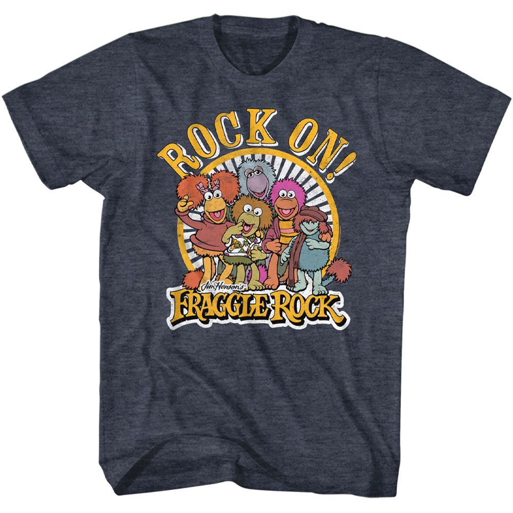 Navy heather Fraggle Rock t-shirt featuring Fraggle Rock Rock On design