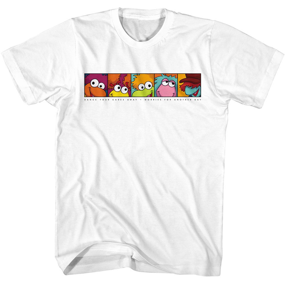 White Fraggle Rock t-shirt featuring Fraggle Rock Dance Cares Away design