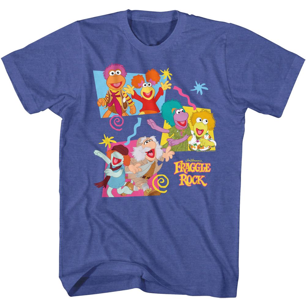 Royal heather Fraggle Rock t-shirt featuring Fraggle Rock Fraggles In Boxes design