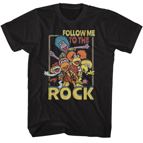 Black Fraggle Rock t-shirt featuring Fraggle Rock Follow Me To The Rock design