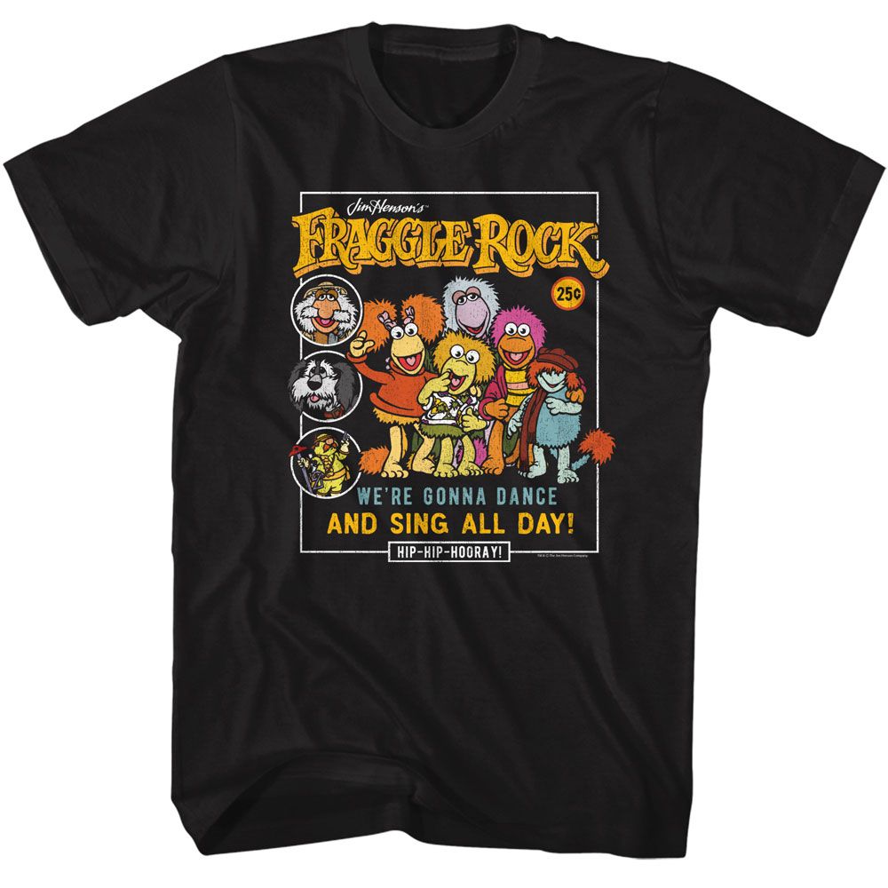 Black Fraggle Rock t-shirt featuring Fraggle Rock Comic Cover Style design