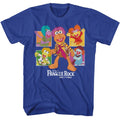 Royal blue Fraggle Rock t-shirt featuring Fraggle Rock Four Squares design
