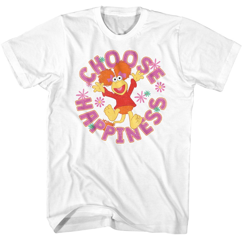 White Fraggle Rock t-shirt featuring Fraggle Rock Choose Happiness design