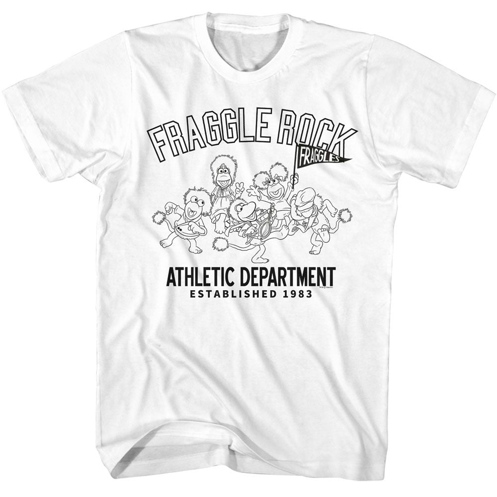 White Fraggle Rock t-shirt featuring Fraggle Rock Athletic Department design