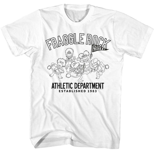 White Fraggle Rock t-shirt featuring Fraggle Rock Athletic Department design