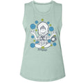 Fraggle Rock Ladies Muscle Tank - Mokey And Flowers