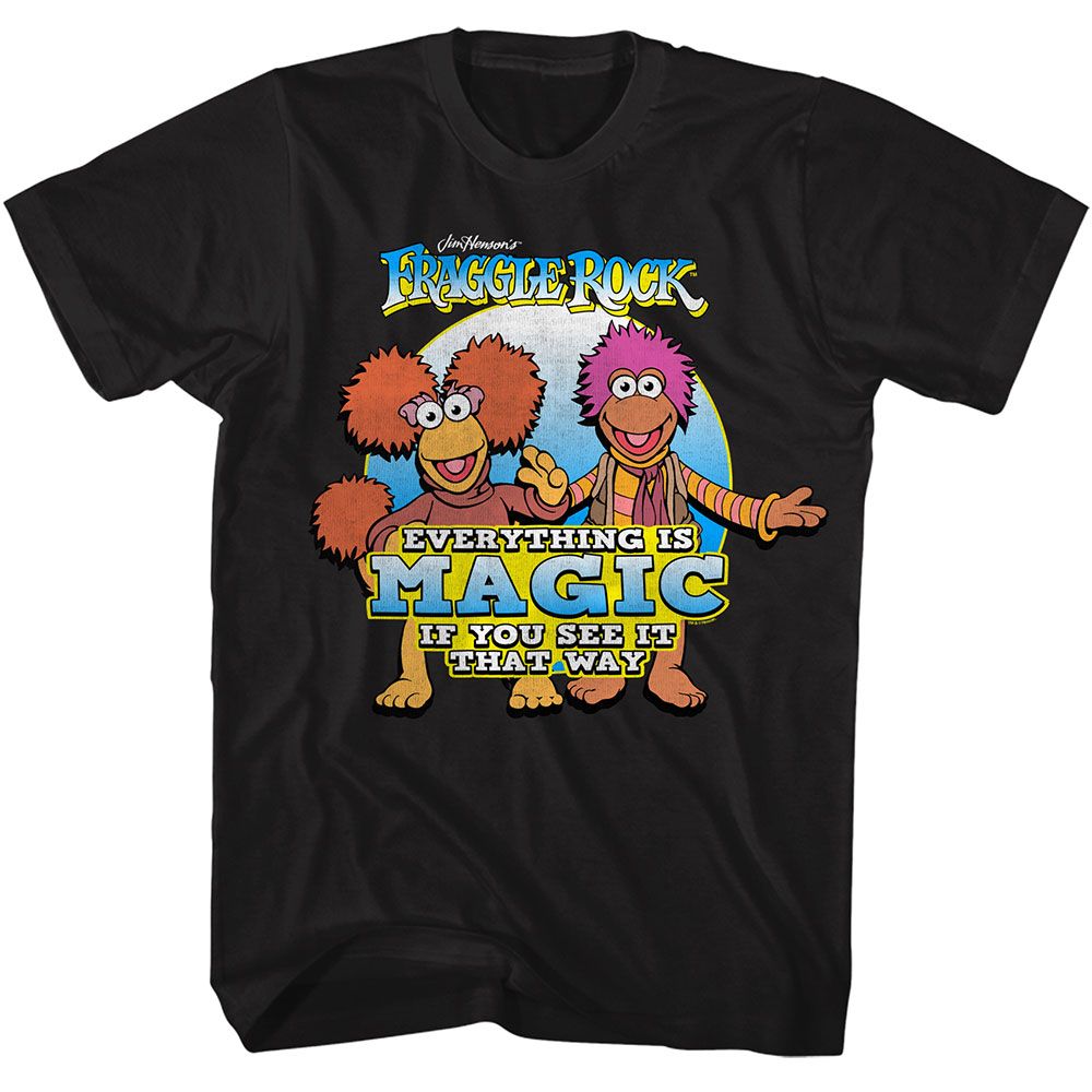 Black Fraggle Rock t-shirt featuring Fraggle Rock Everything Is Magic design