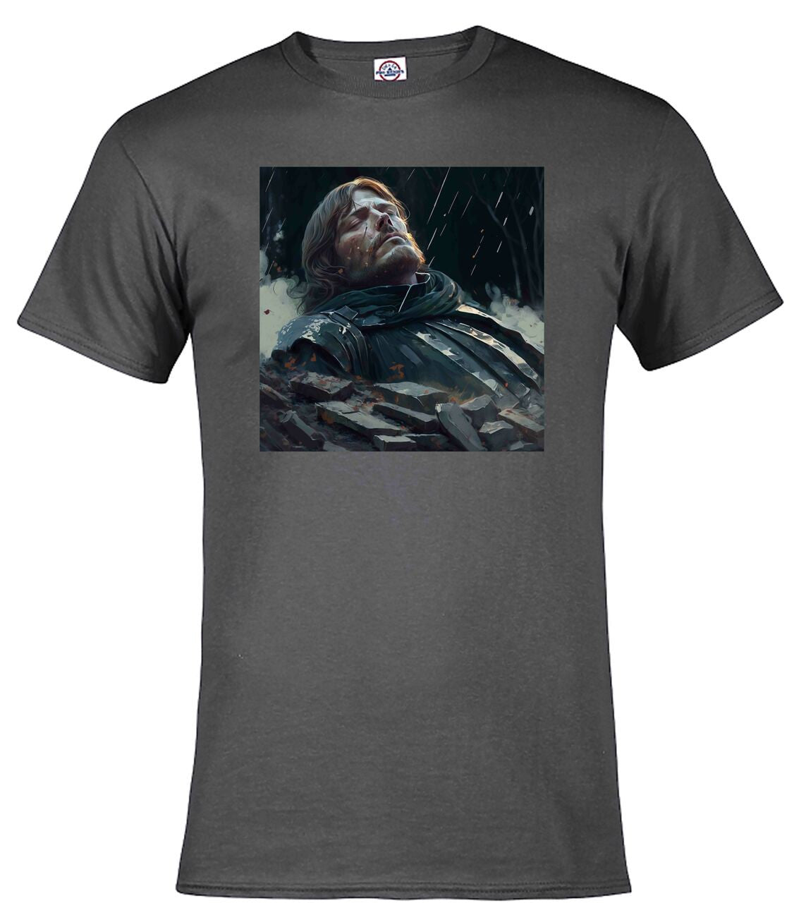 Charcoal Fallen Hero Fantasy T-Shirt
