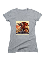 Gray Fire Dragon Juniors V-Neck T-Shirt