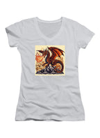 White Fire Dragon Juniors V-Neck T-Shirt