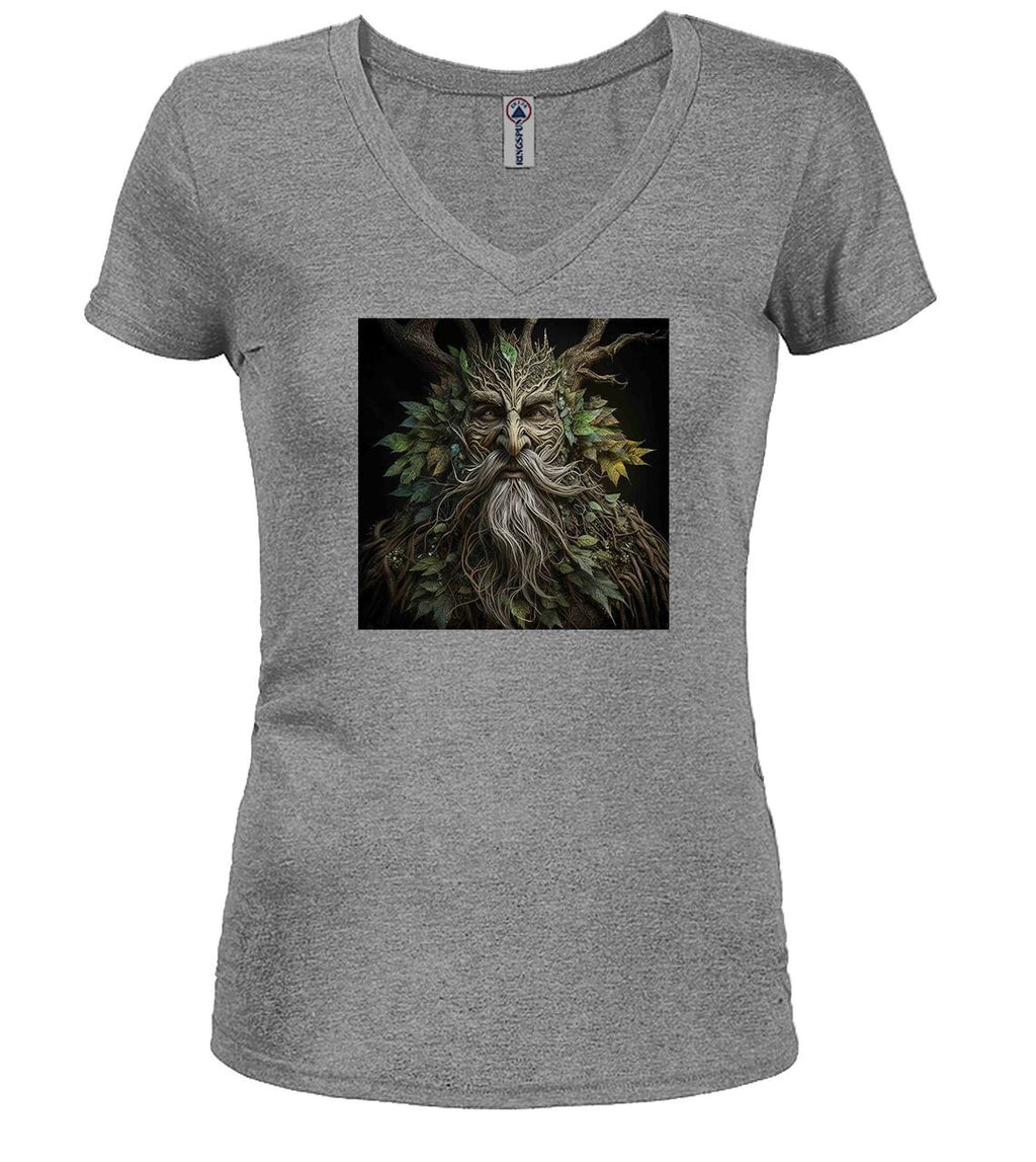 Gray Forest Lord Fantasy Juniors V-Neck T-Shirt