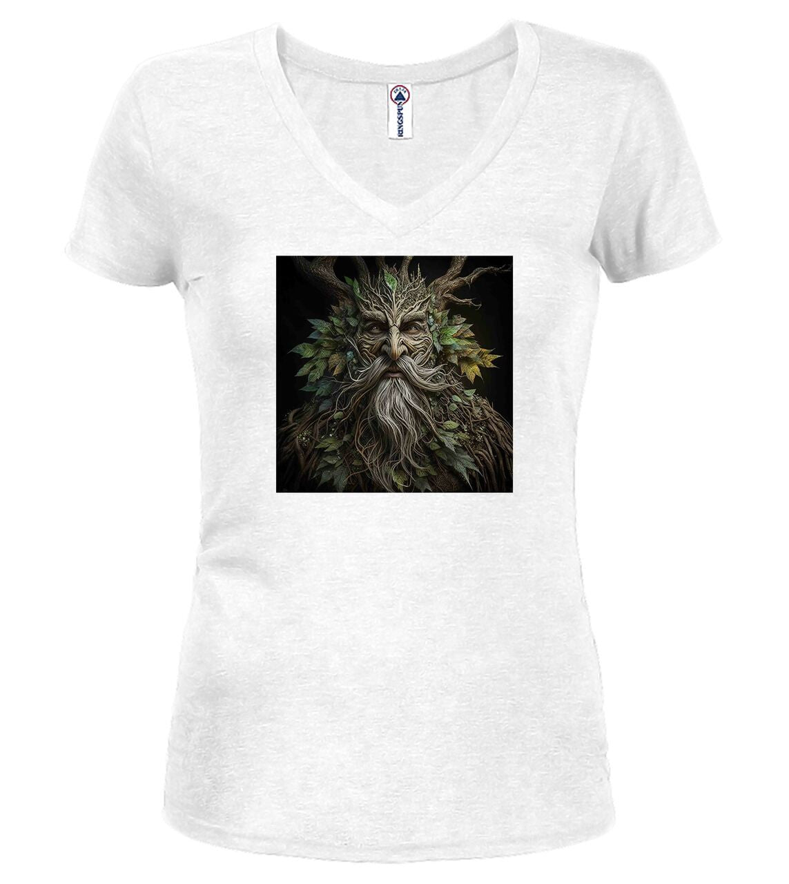White Forest Lord Fantasy Juniors V-Neck T-Shirt