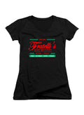 Black Fratelli's Family Restaurant Juniors V-Neck T-Shirt