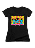 Black Fruity Oaty Bar Logo Juniors V-Neck T-Shirt