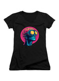 Black Future Thought Juniors V-Neck T-Shirt