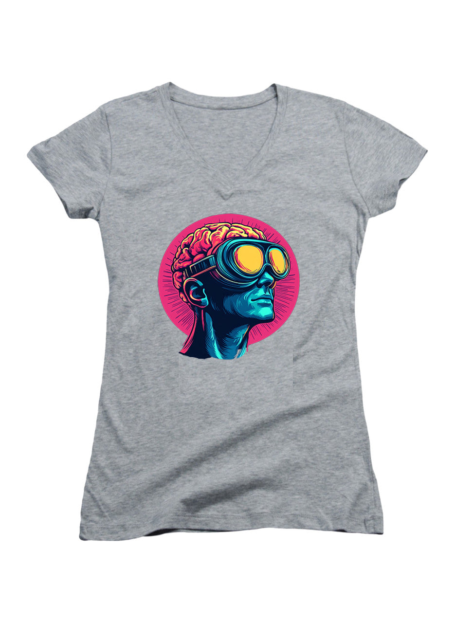 Gray Future Thought Juniors V-Neck T-Shirt