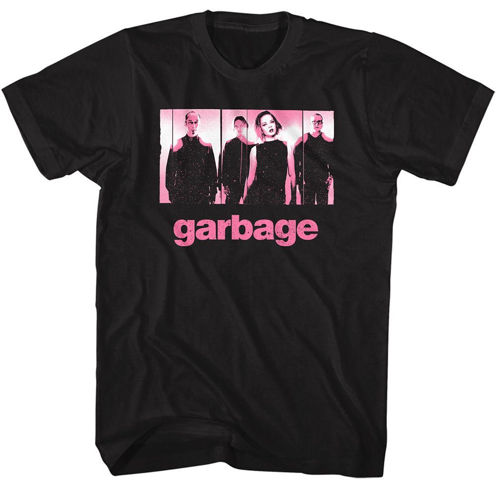Black Garbage t-shirt featuring Garbage Pink Offset design