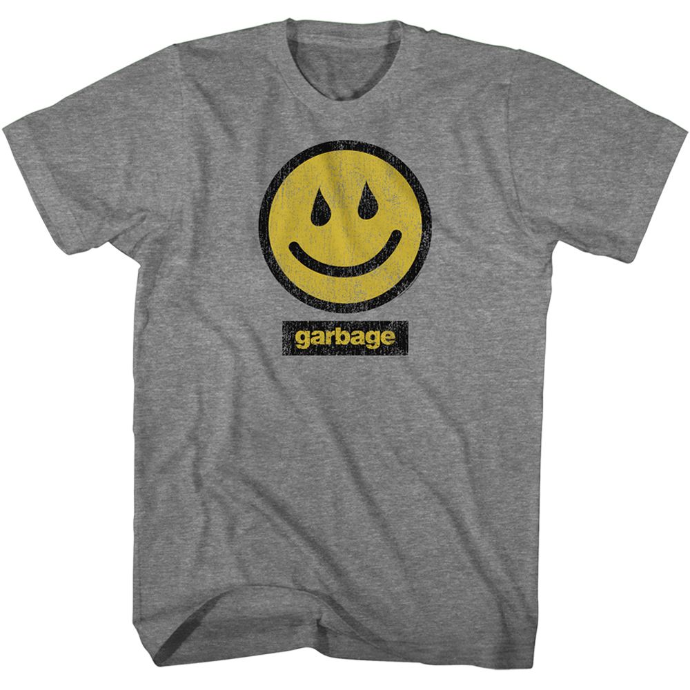 Graphite heather Garbage t-shirt featuring Garbage Smile design