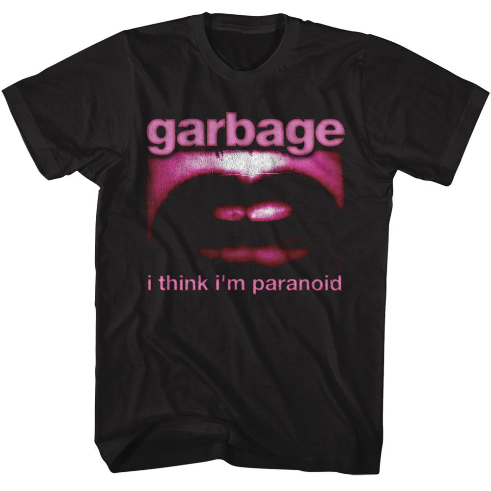 Black Garbage t-shirt featuring Garbage Paranoid Mouth design