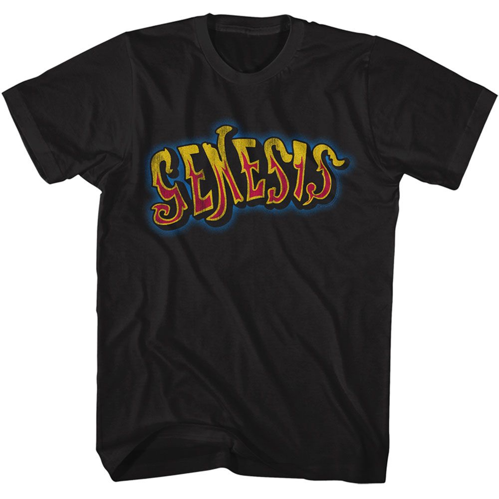 Black Genesis t-shirt featuring Genesis Retro Color Logo design