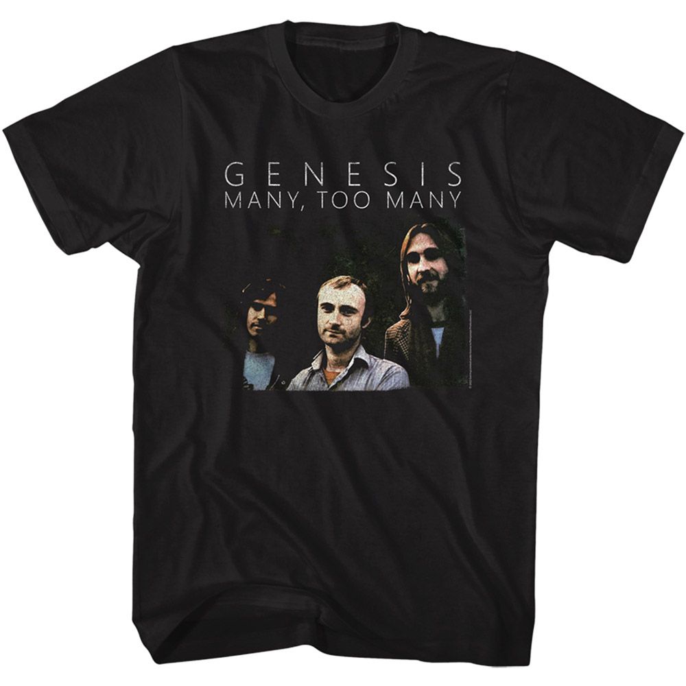Black Genesis t-shirt featuring Genesis Many Too Many design