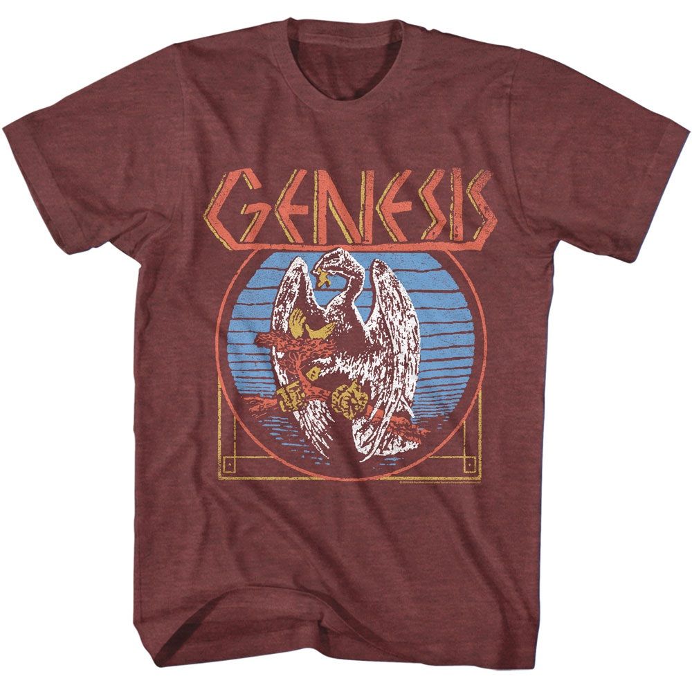 Vintage maroon heather Genesis t-shirt featuring Genesis Bird design