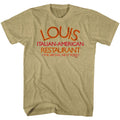 Khaki heather The Godfather t-shirt featuring The Godfather Louis Restaurant design
