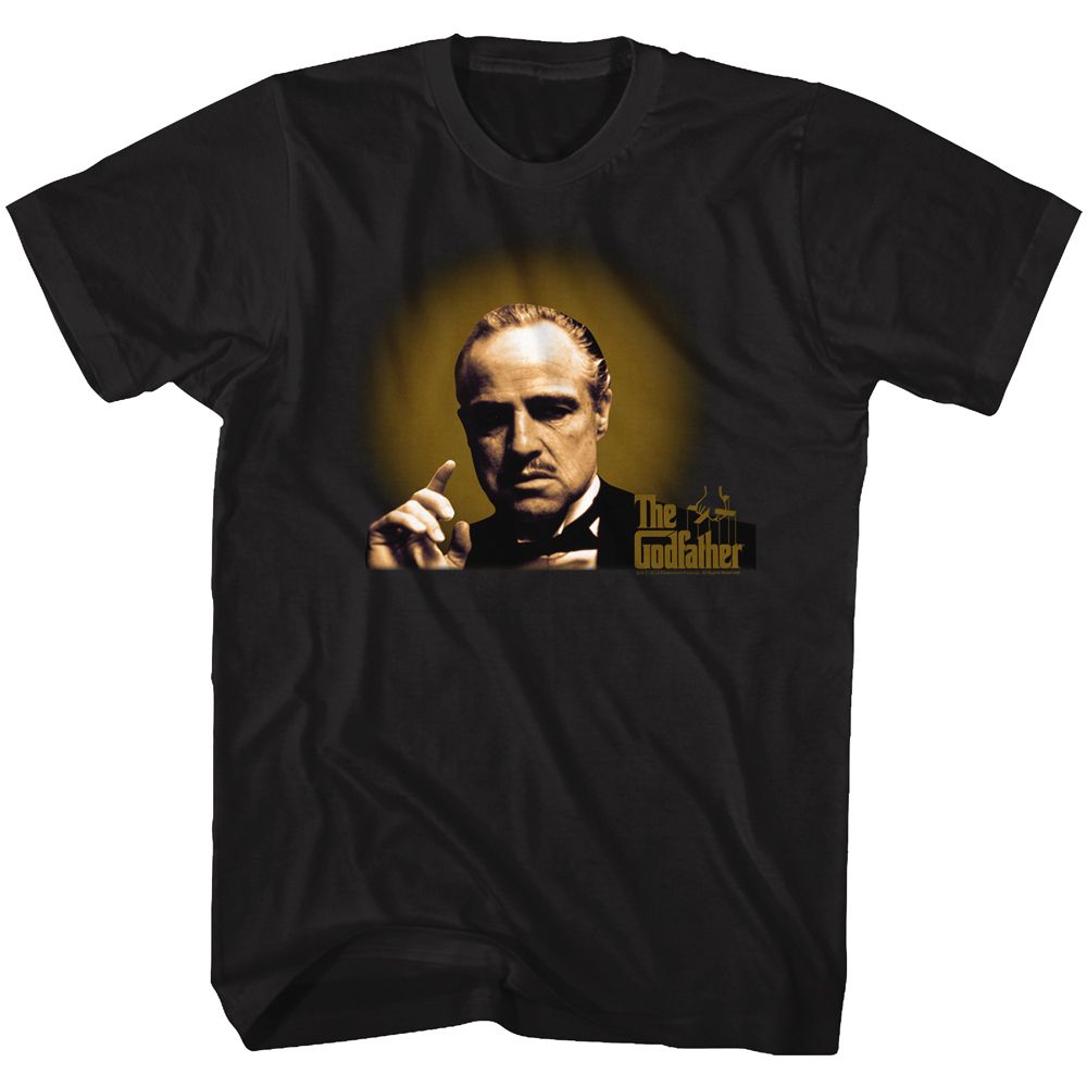 Black The Godfather t-shirt featuring The Godfather Glowing And Showing design