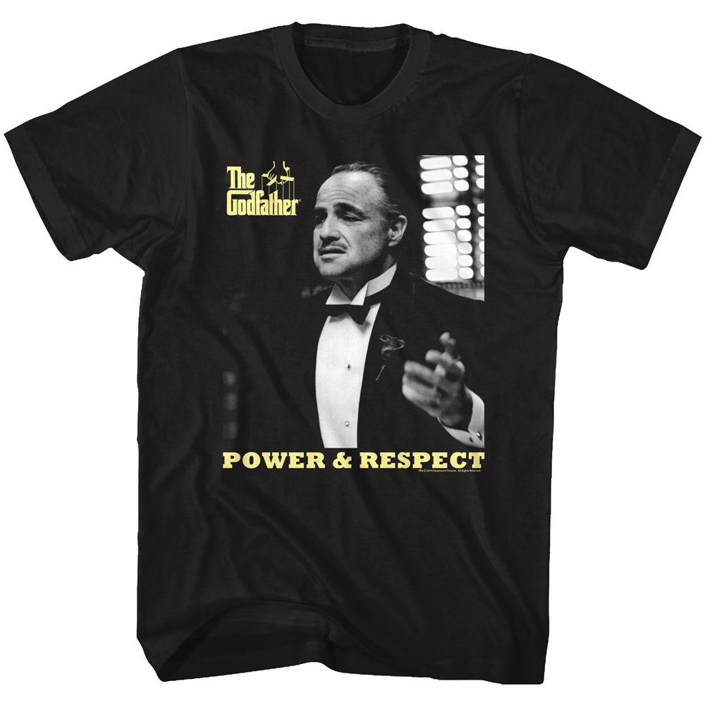 Black The Godfather t-shirt featuring The Godfather Power Respect design