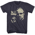 Navy heather The Godfather t-shirt featuring The Godfather Finger Waggle design