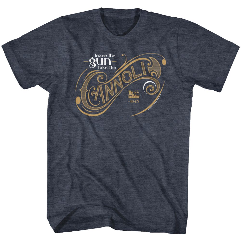 Navy heather The Godfather t-shirt featuring The Godfather Take The Cannoli design