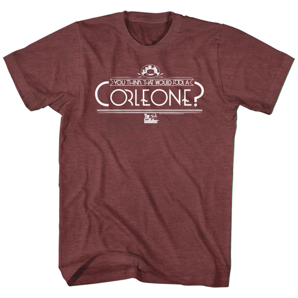 Vintage maroon heather The Godfather t-shirt featuring The Godfather Fool A Corleone design