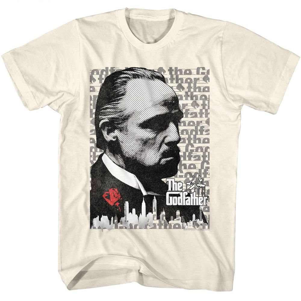 Natural The Godfather t-shirt featuring a GF Text BG design