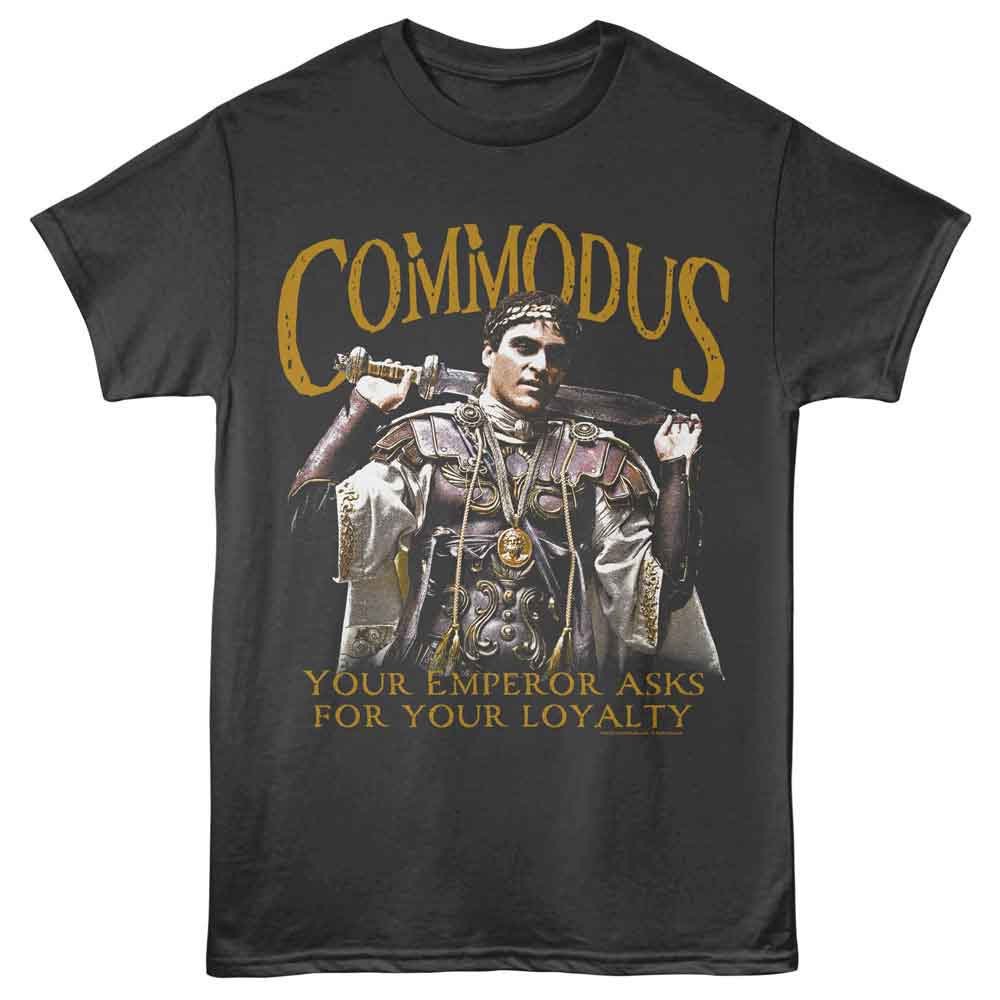Smoke gray Gladiator t-shirt featuring Gladiator Your Emperor Asks design