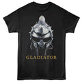 Black Gladiator t-shirt featuring Gladiator Helmet And Logo design