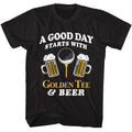 Black Golden Tee t-shirt featuring Golden Tee A Good Day design