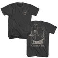 Smoke gray Golden Tee t-shirt featuring Golden Tee Golf Clubs front and back design