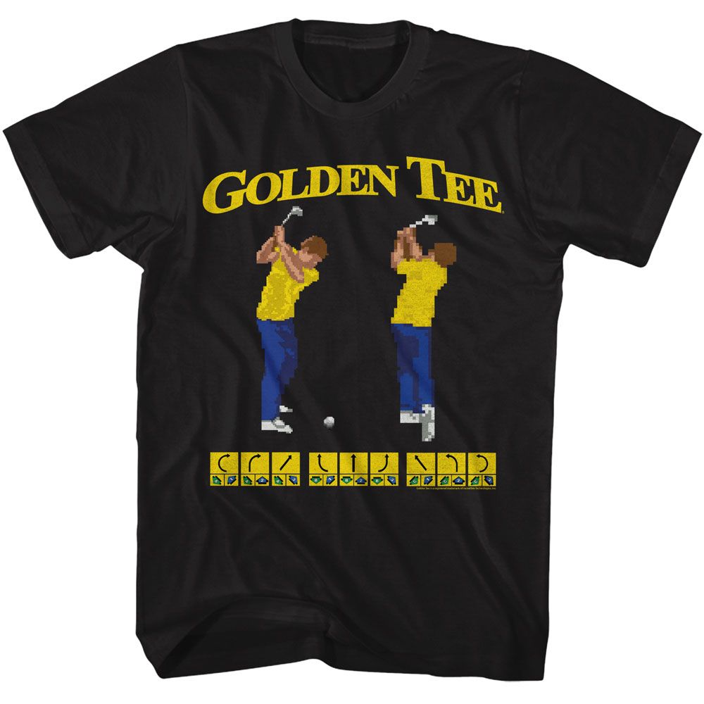 Black Golden Tee t-shirt featuring Golden Tee Swings design