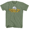 Military green heather Golden Tee t-shirt featuring Golden Tee Logo design