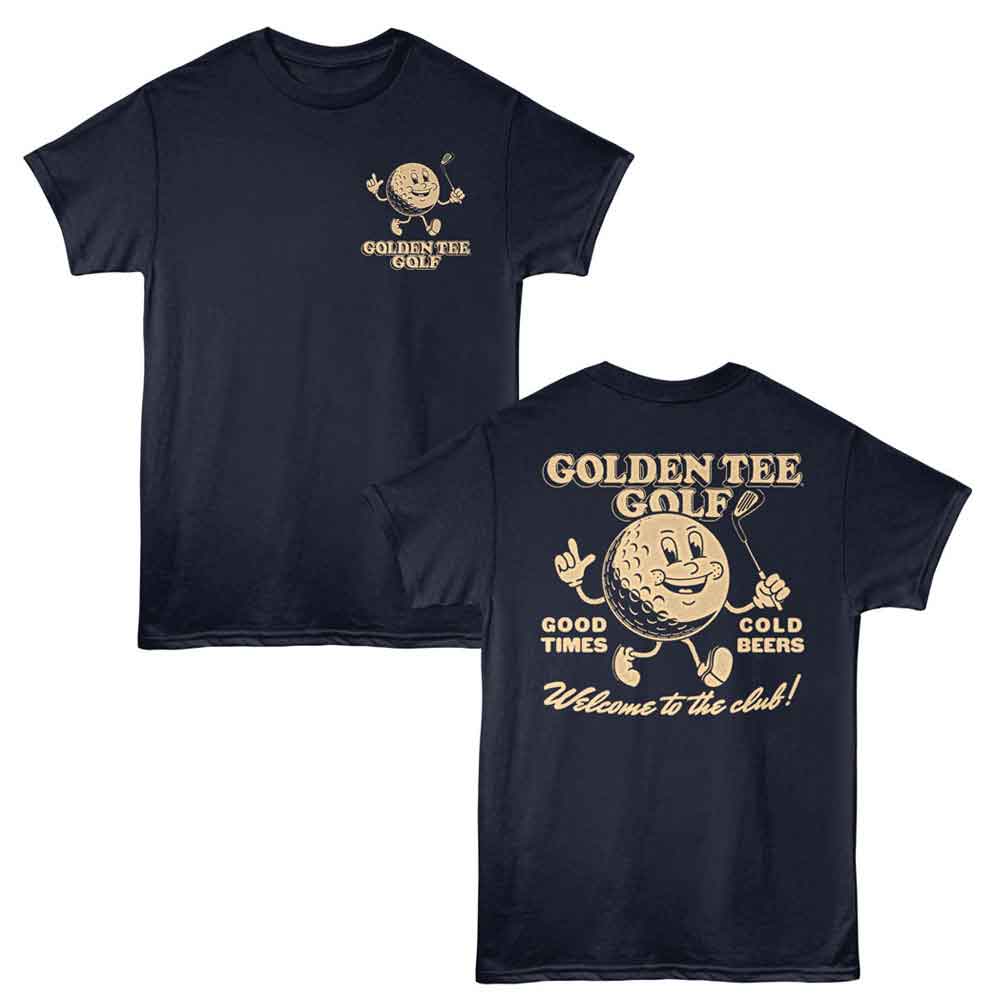 Navy Golden Tee t-shirt featuring Golden Tee Welcome Club One Color design