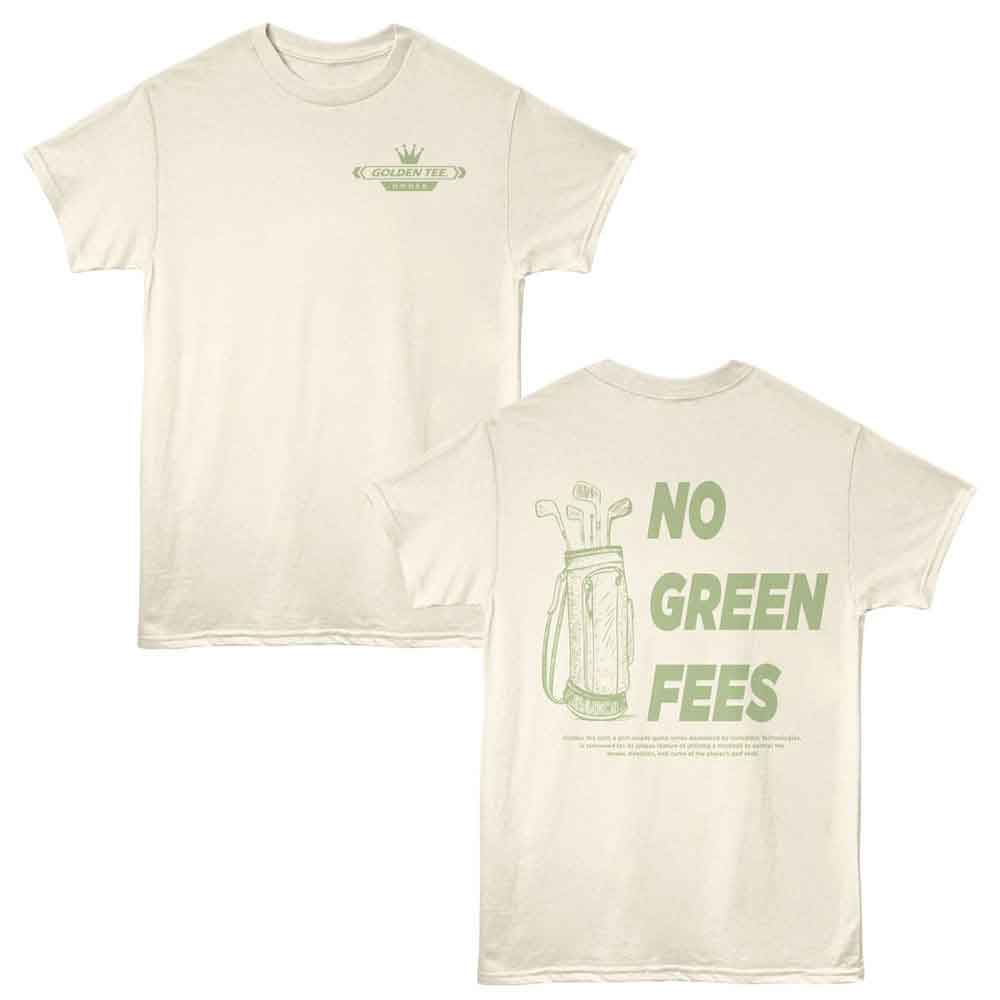 Natural Golden Tee t-shirt featuring Golden Tee No Green Fees front and back design