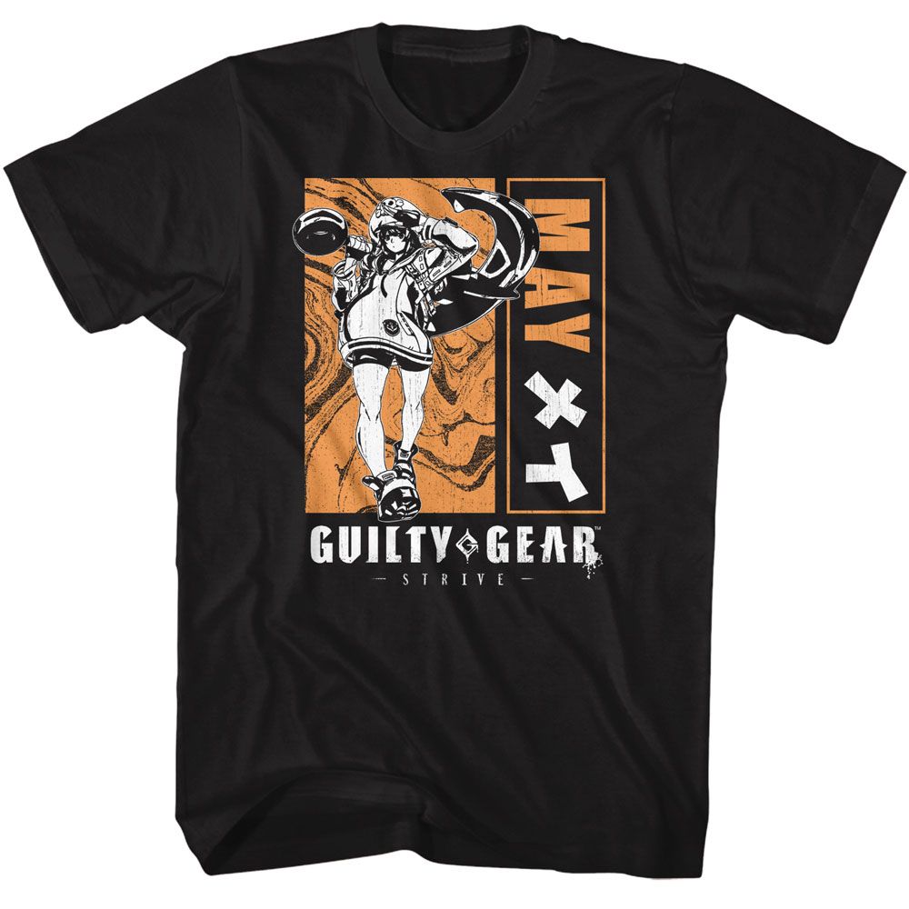 Black Guilty Gear t-shirt featuring Guilty Gear Blocked Out May design