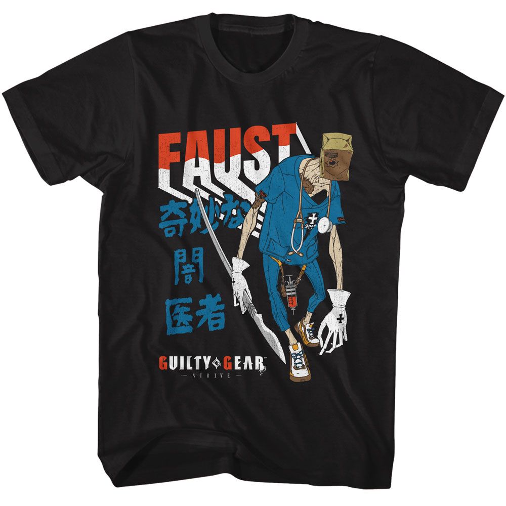 Black Guilty Gear t-shirt featuring Guilty Gear Faust design