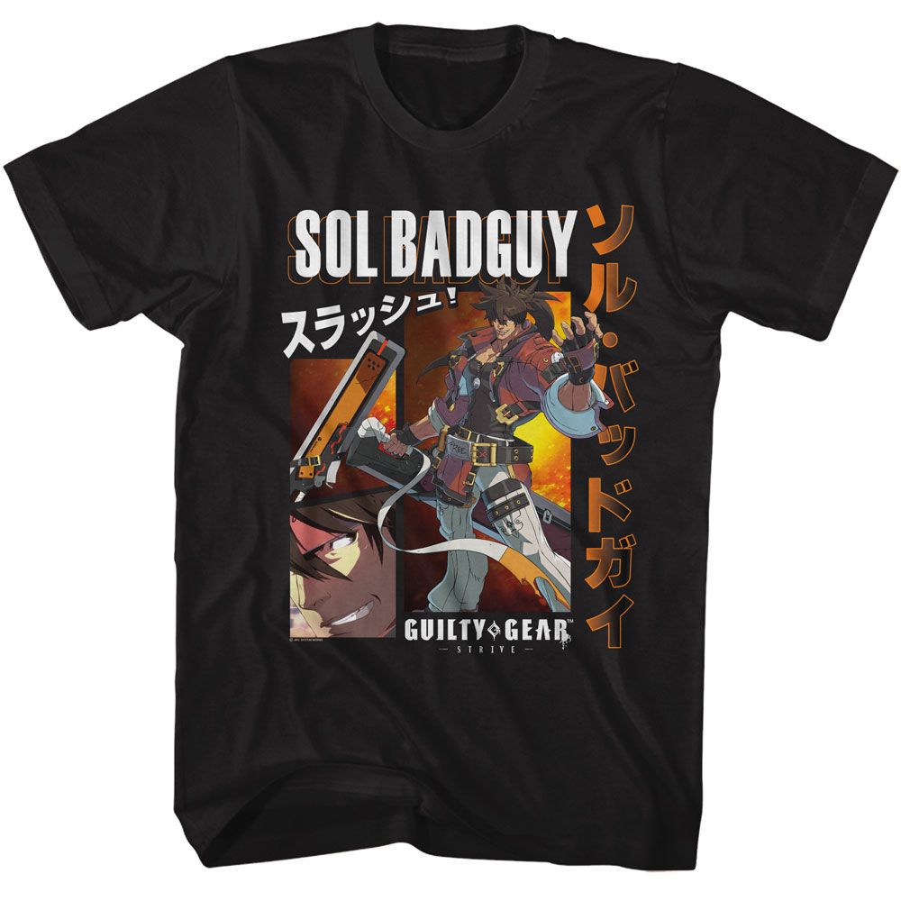 Black Guilty Gear t-shirt featuring Guilty Gear Sol Badguy design