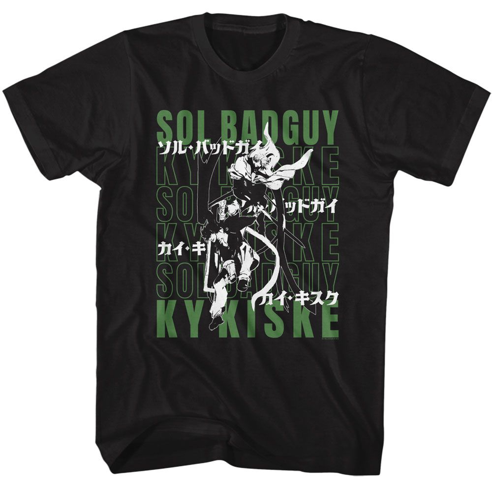 Black Guilty Gear t-shirt featuring Guilty Gear Sol Badguy And Ky Kiske design
