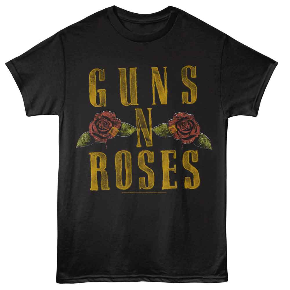 Black Guns N' Roses t-shirt featuring Guns N Roses Logo And Roses design