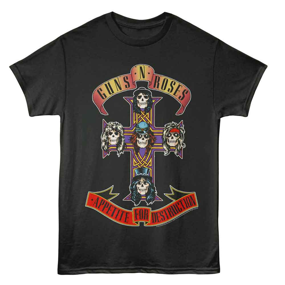 Black Guns N' Roses t-shirt featuring Guns N Roses Appetite For Destruction 1987 album design