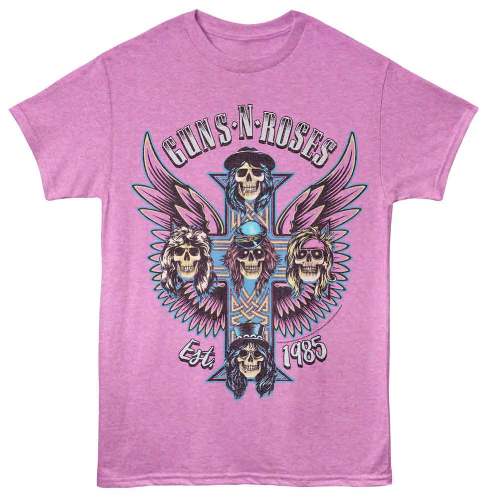 Neon purple heather Guns N' Roses t-shirt featuring Guns N Roses Winged Crosses design